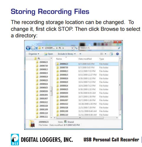 Digital call logger computer location