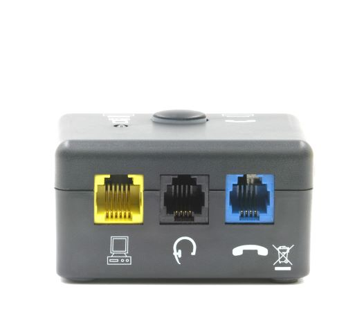 Leitner wired headset switchbox with phone, computer, and headset connections