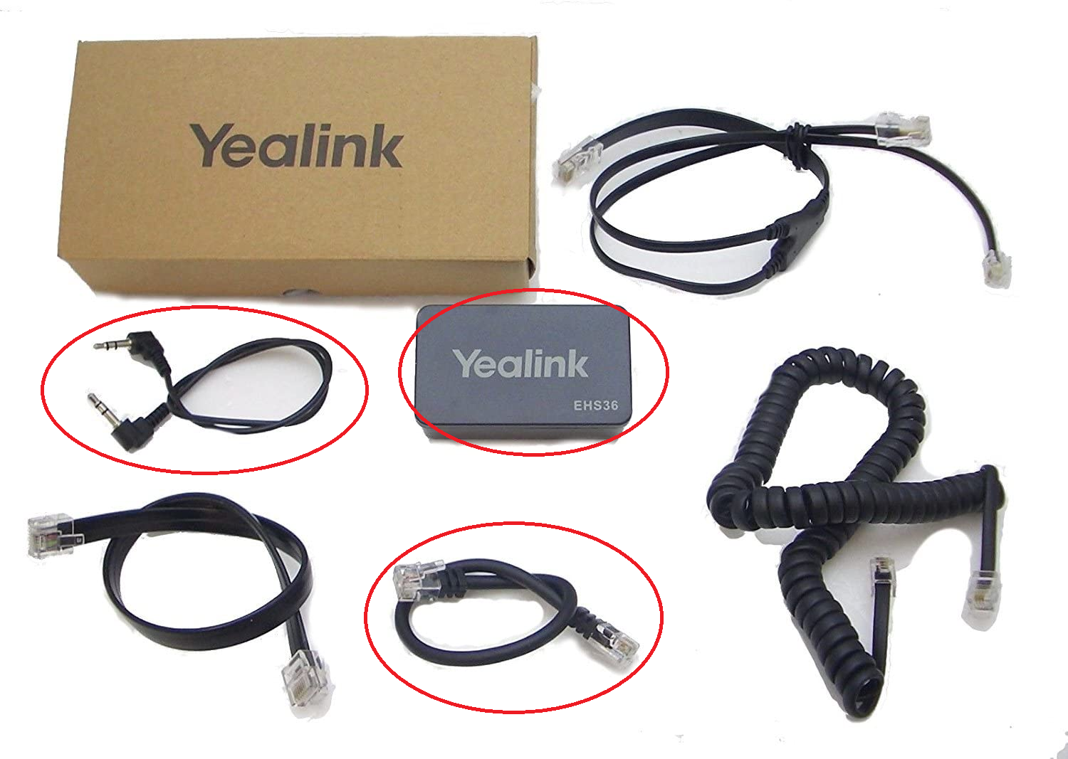 Yealink EHS36 cords and adapter box for Plantronics