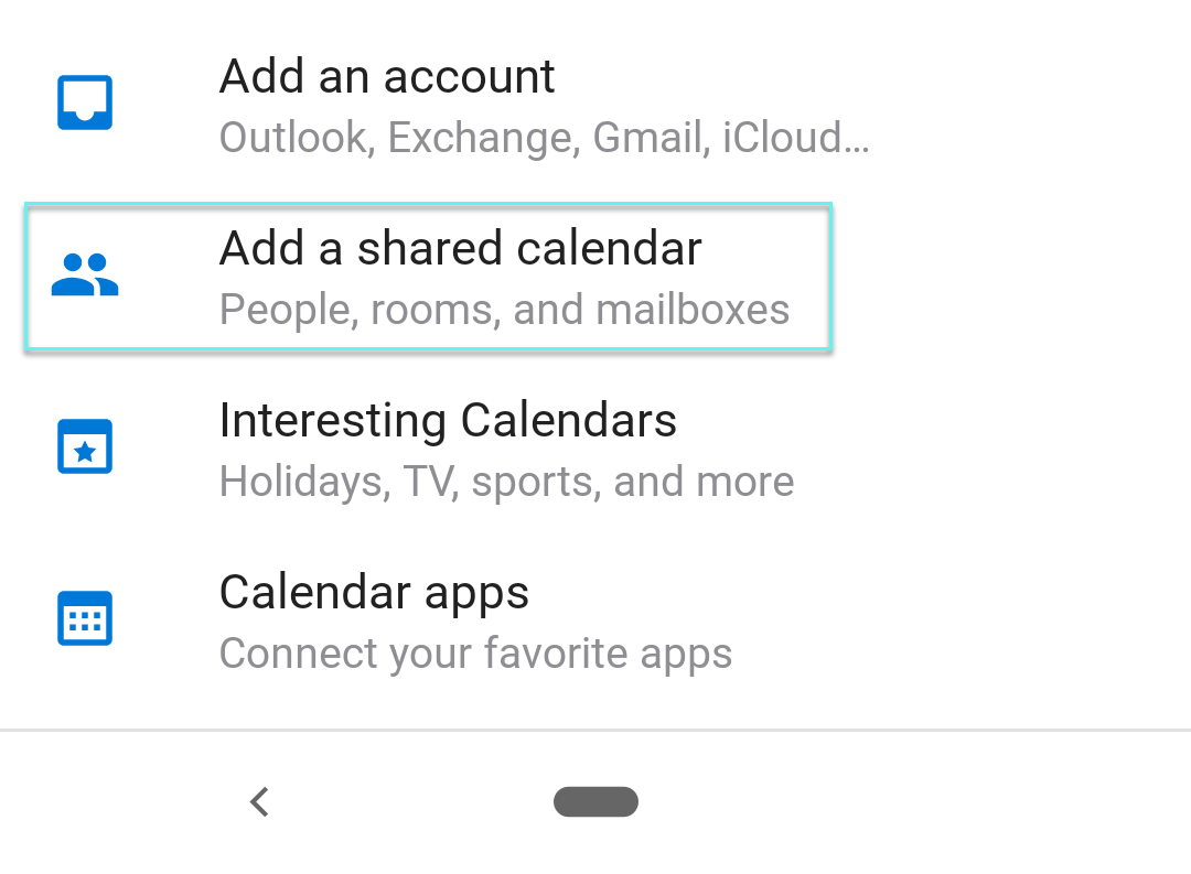 Adding Shared Calendar To Outlook - Android - Technosis Help Docs