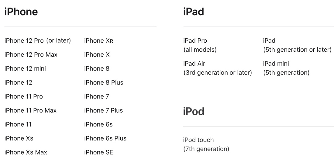 ios compatible devices