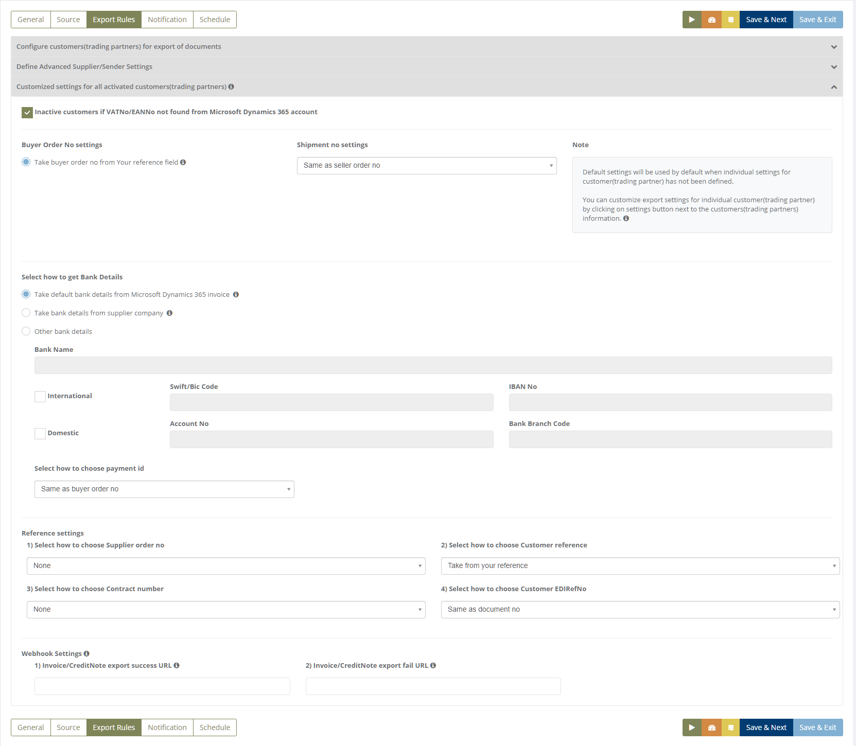 Customized settings for customer - Adaptor level