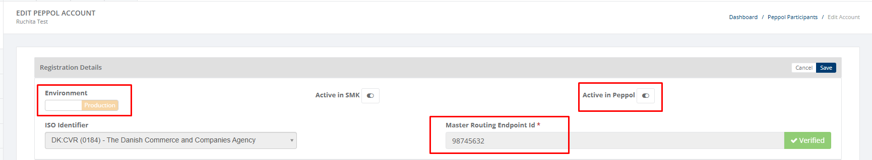 Edit Registration screenshot