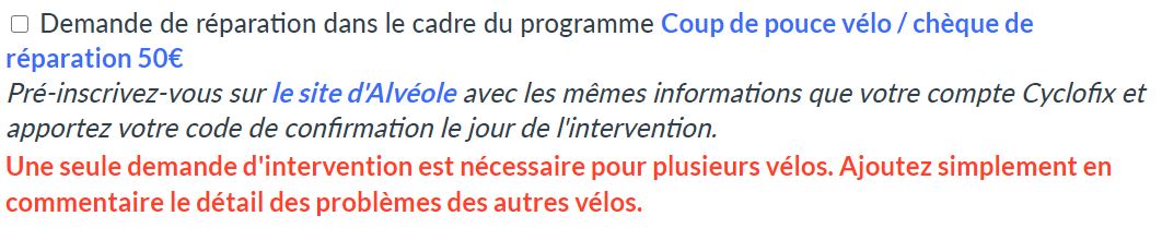 Coup de pouce vélo