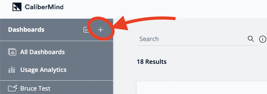 CaliberMind insights add dashboard button