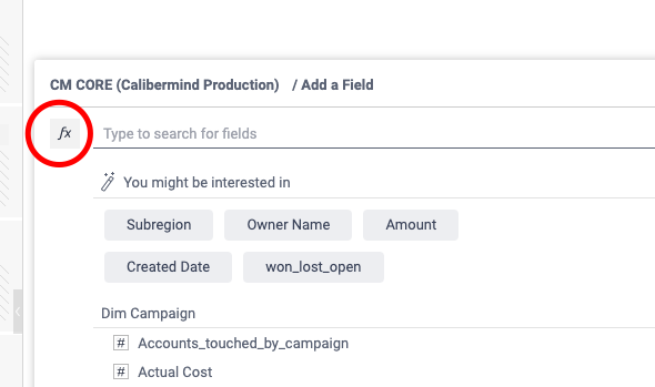 CaliberMind Calculated Field