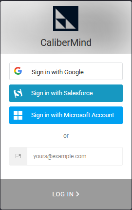 CaliberMind Authentication	Options