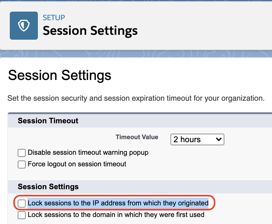 Disabling Salesforce Session IP Locking in CaliberMind