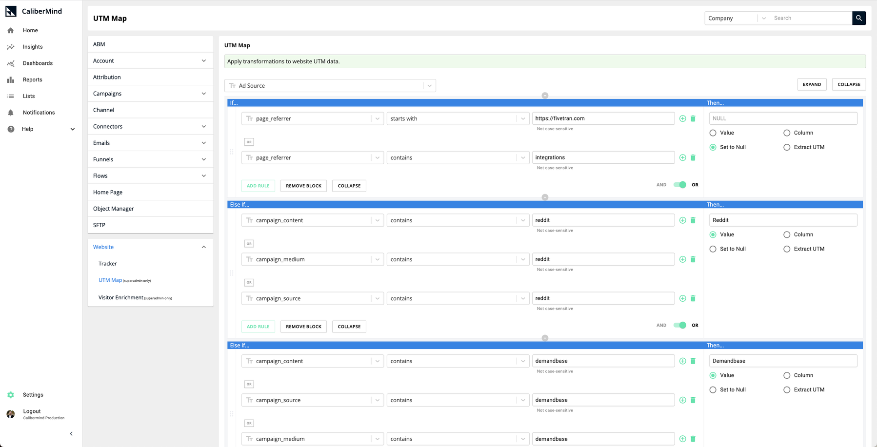 CaliberMind Presents the Substitution Pages for Ad Source, Campaign ID and Ad ID