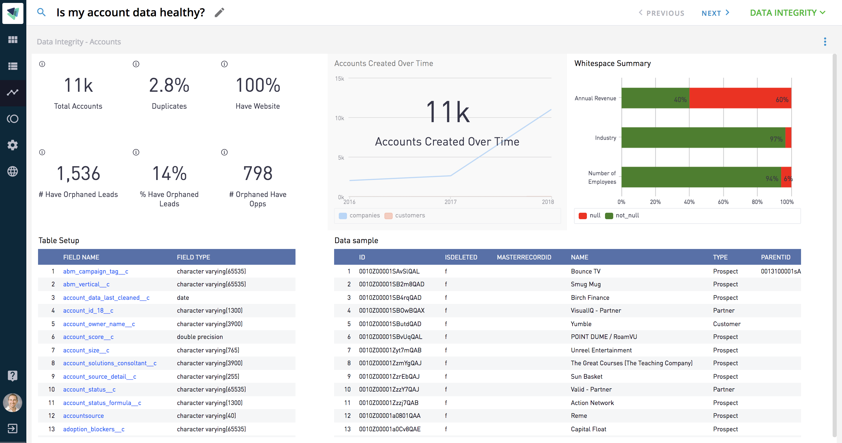 CaliberMind Accounts Data Integrity Report