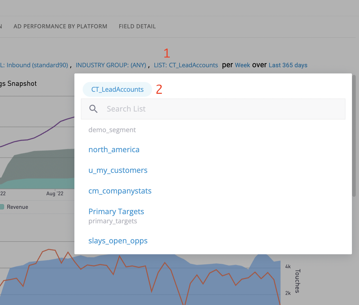 select a new list in engagement trends