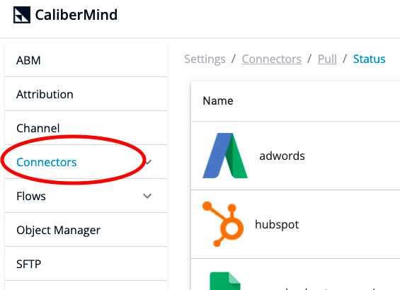 Selecting the Linkedin Ads connector in CaliberMind