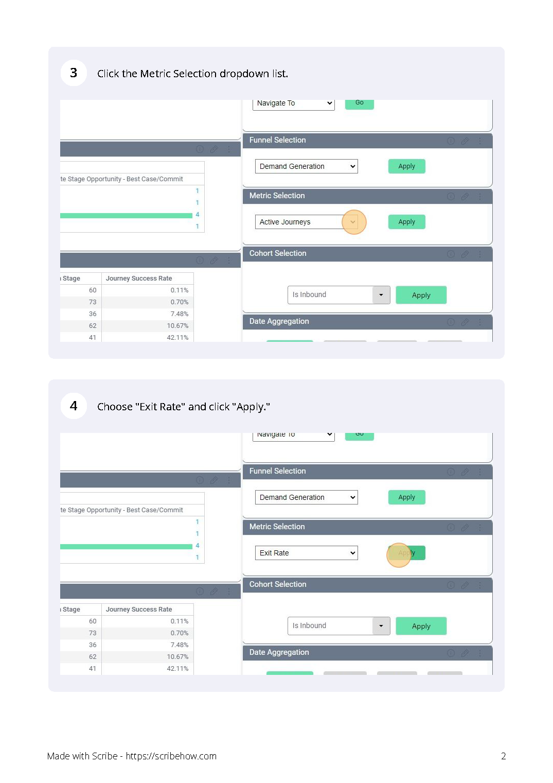 CaliberMind setting up Cohort Analysis Dashboard Instructions Step 2