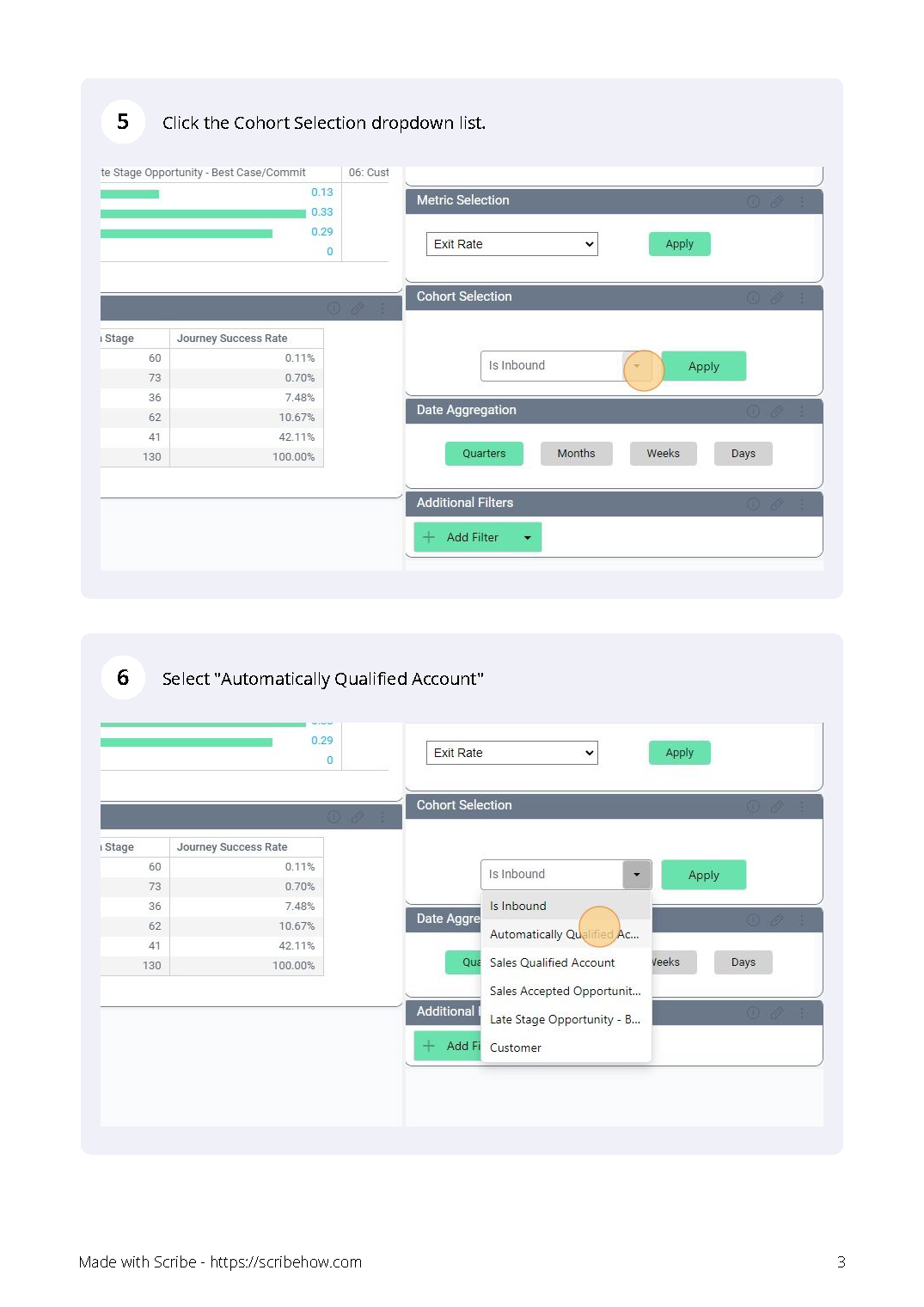 CaliberMind setting up Cohort Analysis Dashboard Instructions Step 3