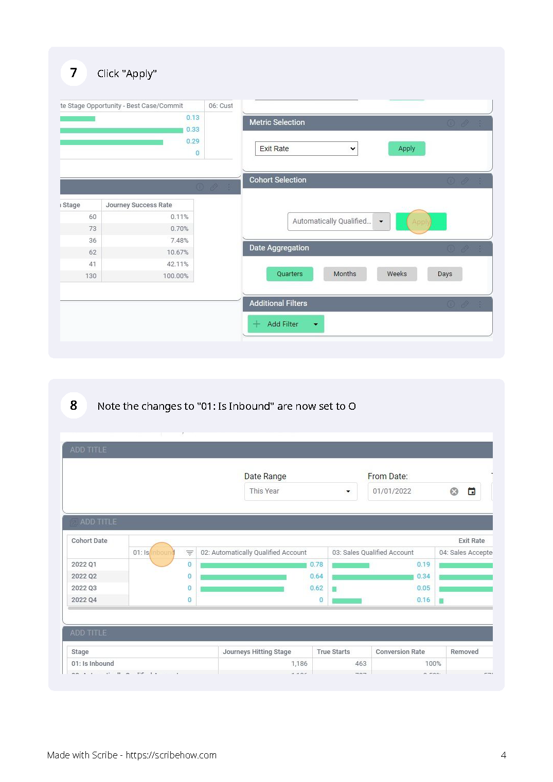 CaliberMind setting up Cohort Analysis Dashboard Instructions Step 4