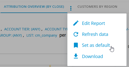 Select Set as Default Once You Have Set Your CaliberMind Filters as You Wish