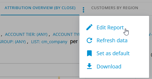 Click on CaliberMind Edit Report to Modify the Name or Description of Your Report