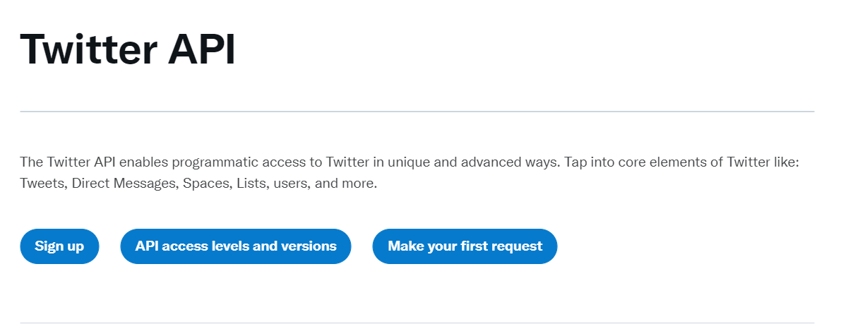 Sign up for Twitter API access to connect with CaliberMind