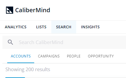 Type in a CaliberMind keyword/s for account, campaign or report