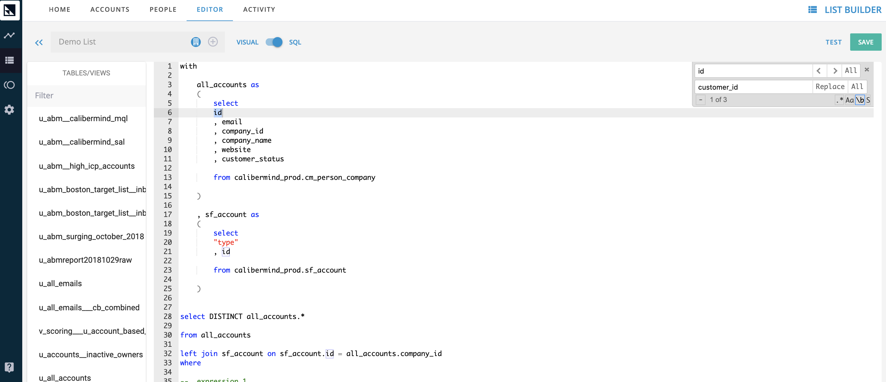 All CaliberMind SQL keyboard shortcuts