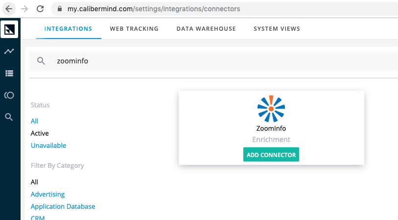 Adding the ZoomInfo/DiscoveryOrg connector to CaliberMind