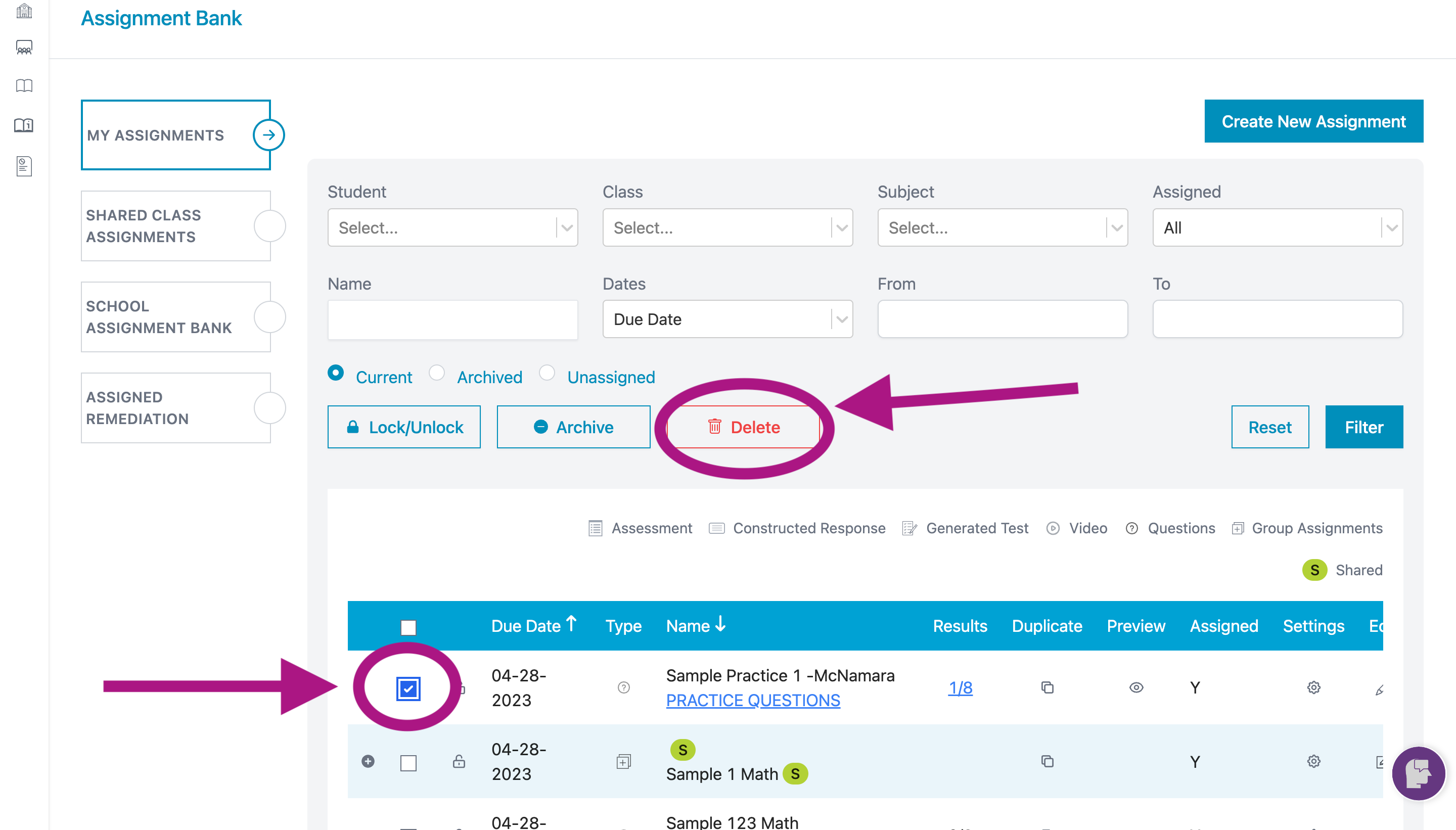 how to delete a submitted assignment on d2l