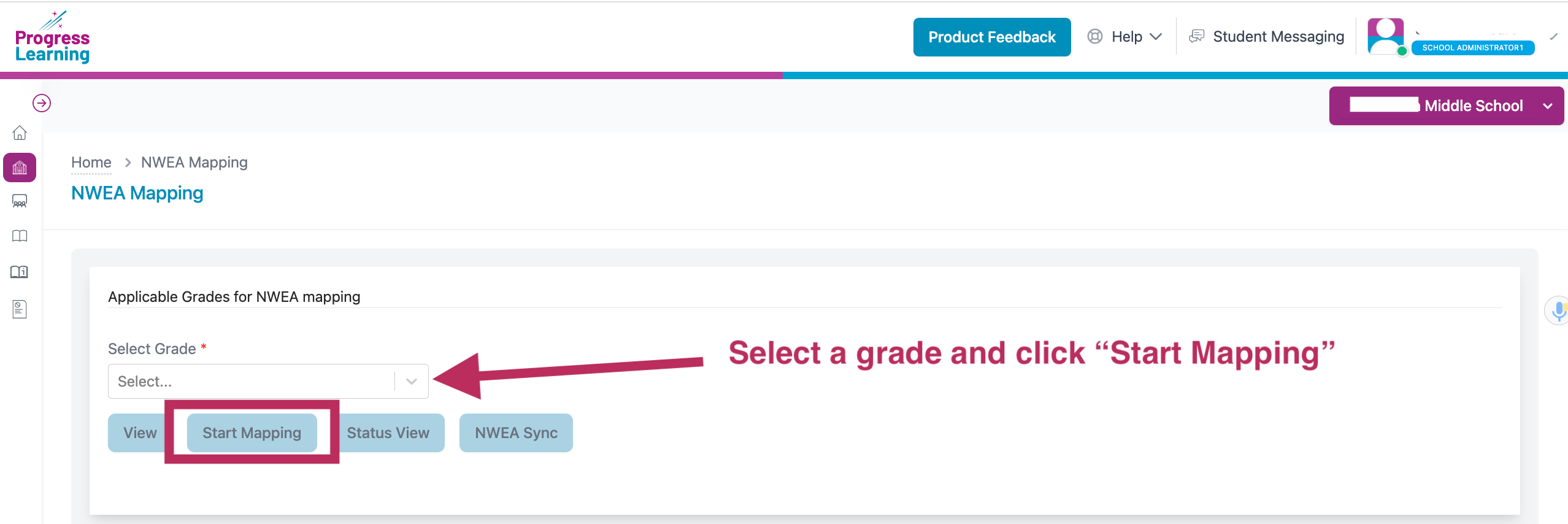 How does a school admin complete the NWEA mapping process? Empowering