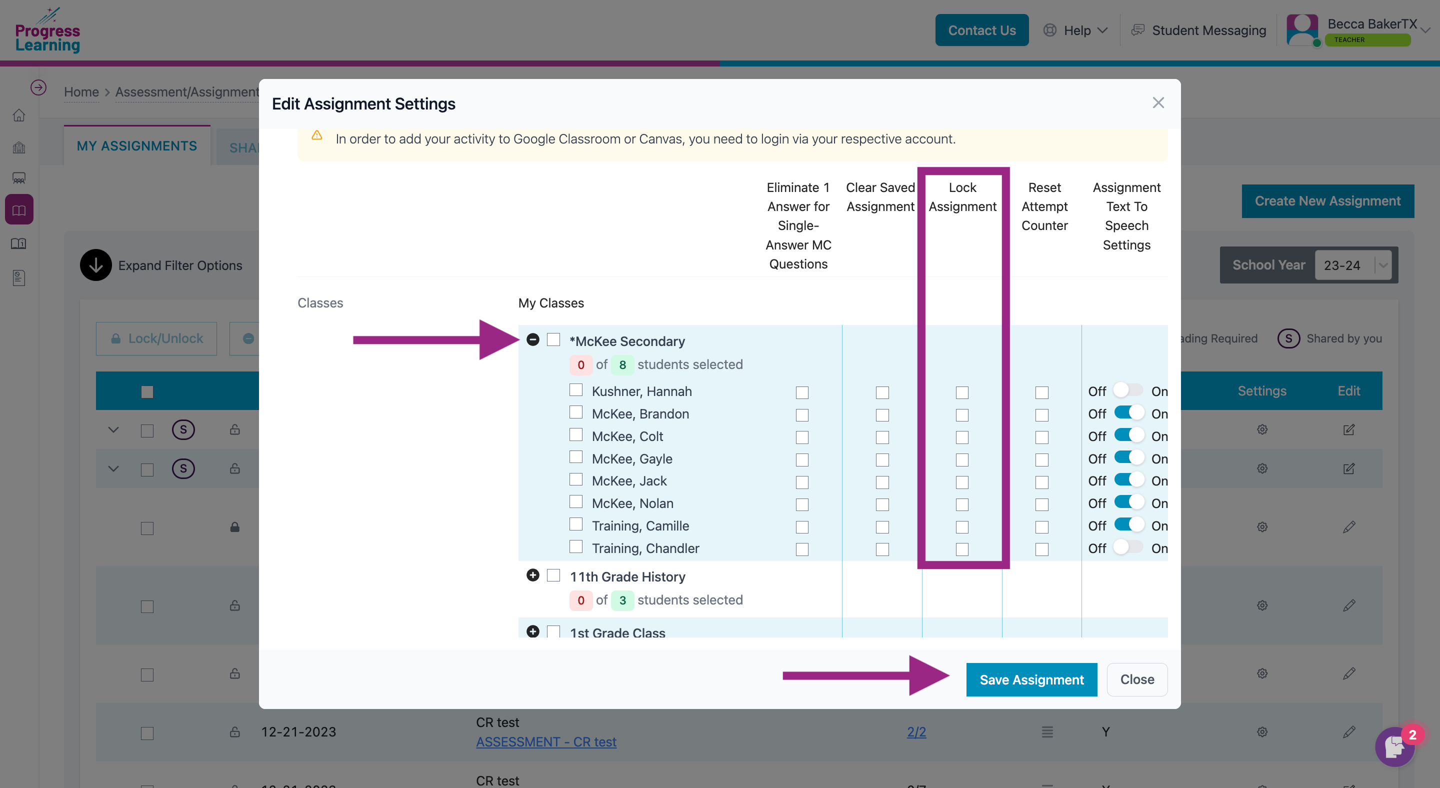 how to unlock locked assignments on canvas as a student