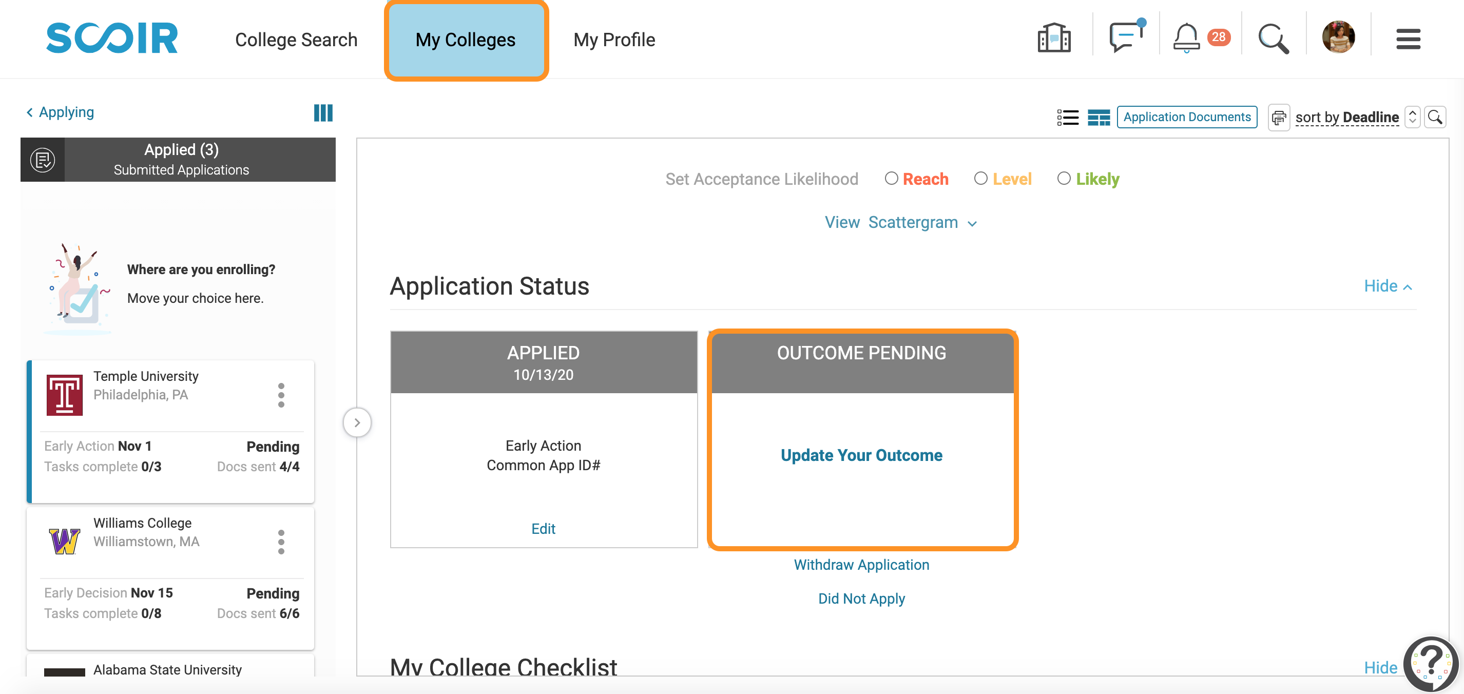 For Students: Updating Outcomes