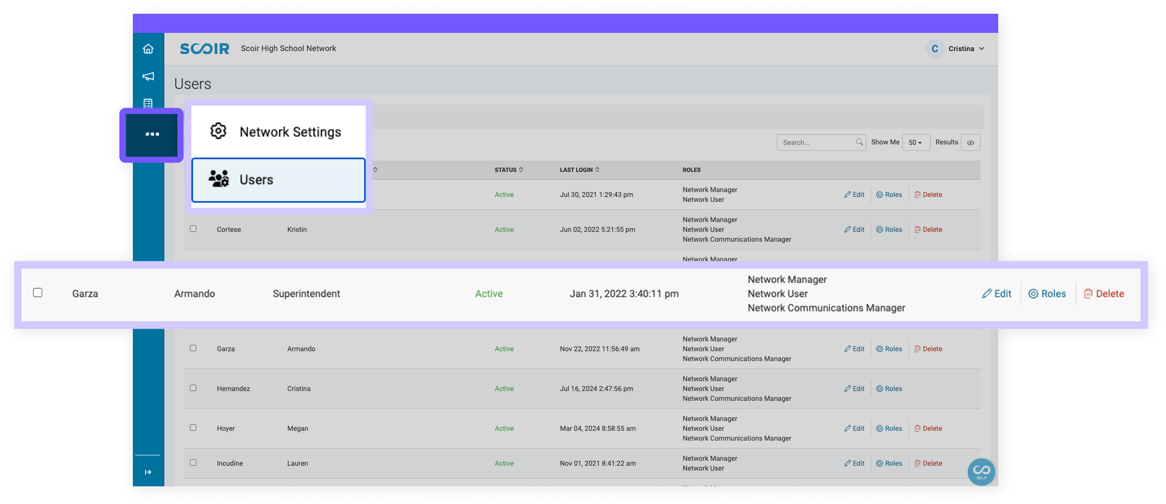 Managing users as a district