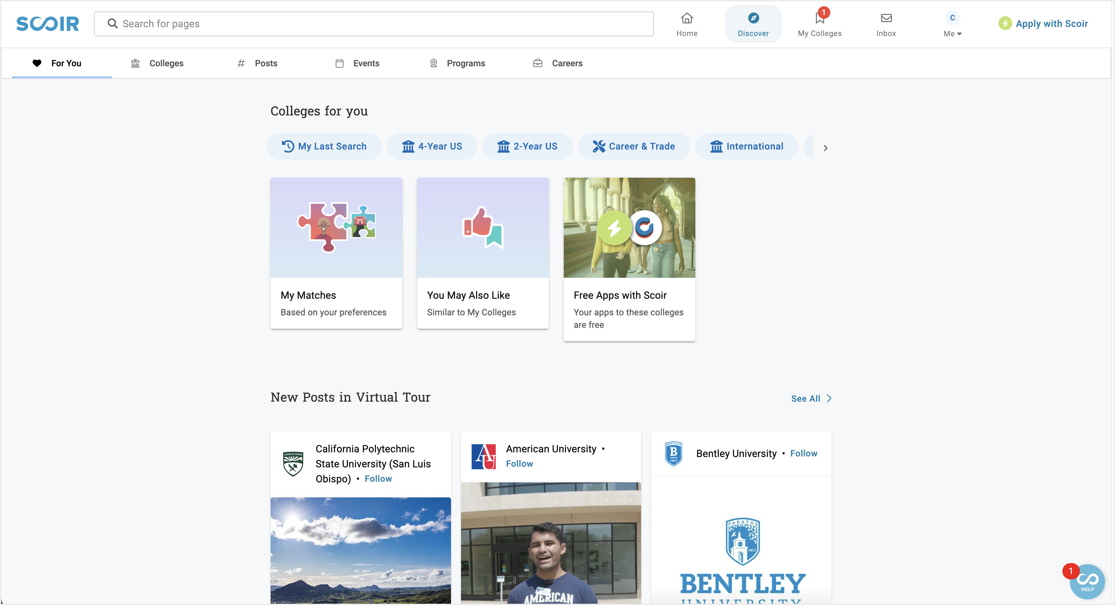 For Students: Discover Colleges - For You