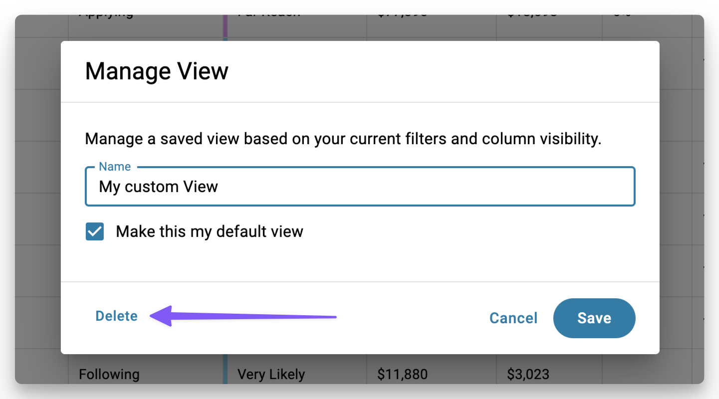 Deleting a View