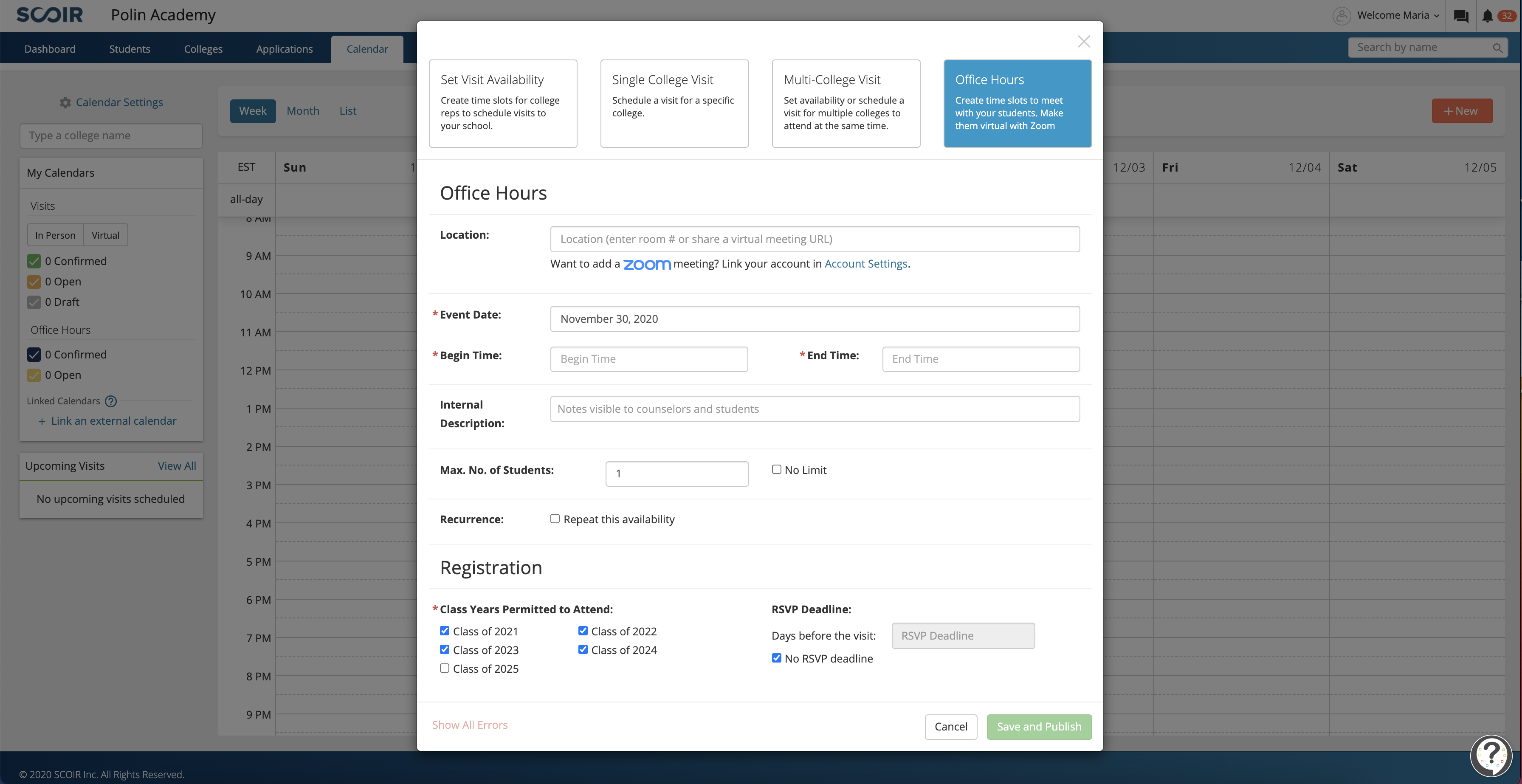 For Counselors: Scheduling Office Hours - User Guide and Support  Documentation | Scoir