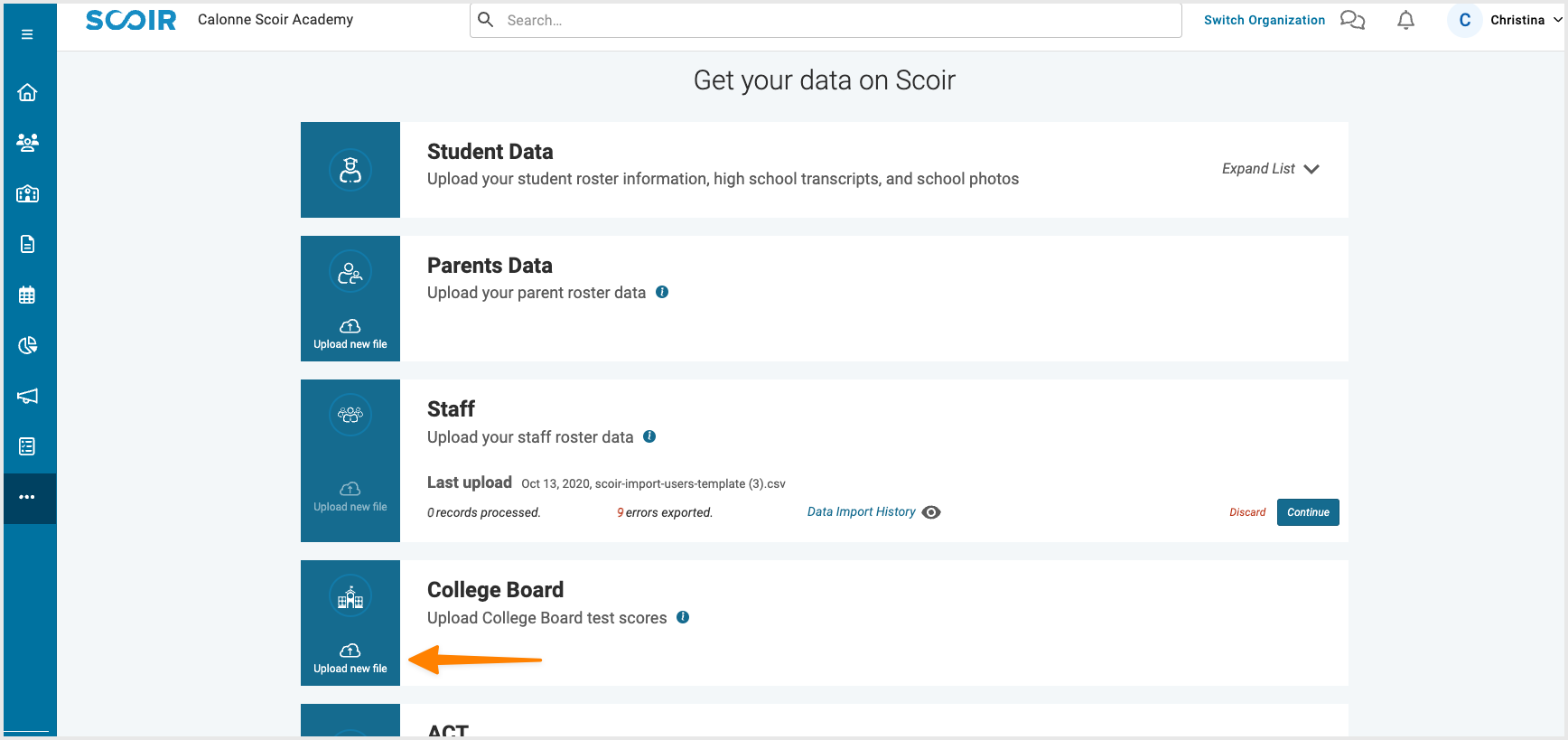 Upload College Board files