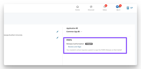 Ferpa release section on student profile