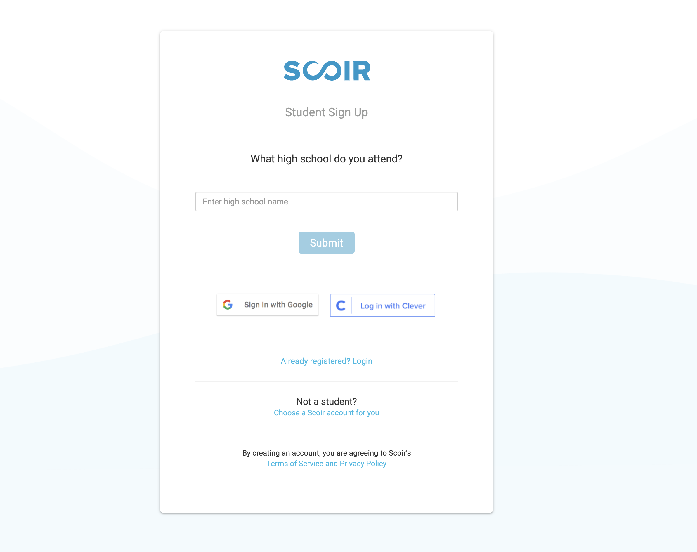 For Students: Creating an Account on Your Own - Scoir - HelpDocs