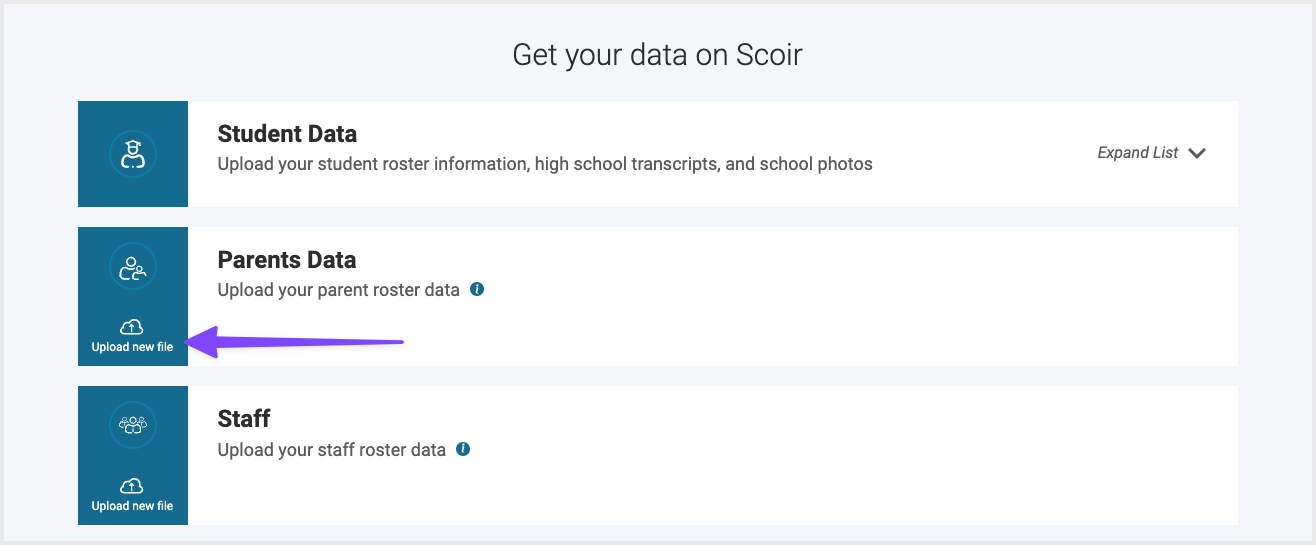 Upload new parent file