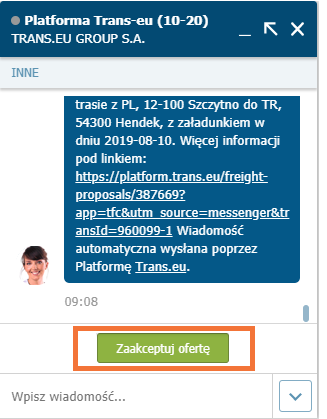 Zawieranie transakcji na komunikatorze na Transie