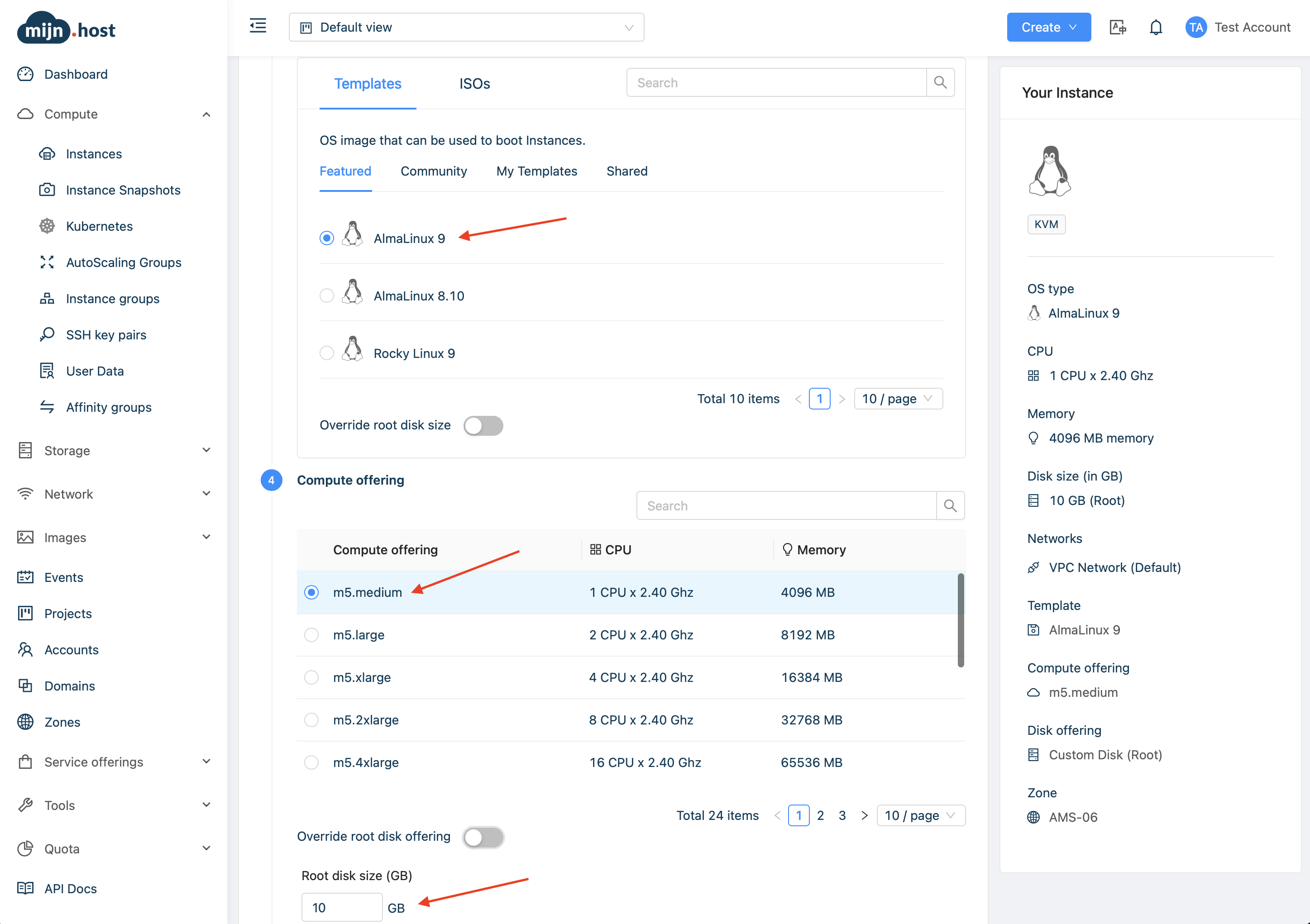 Instantie instellen in CloudStack