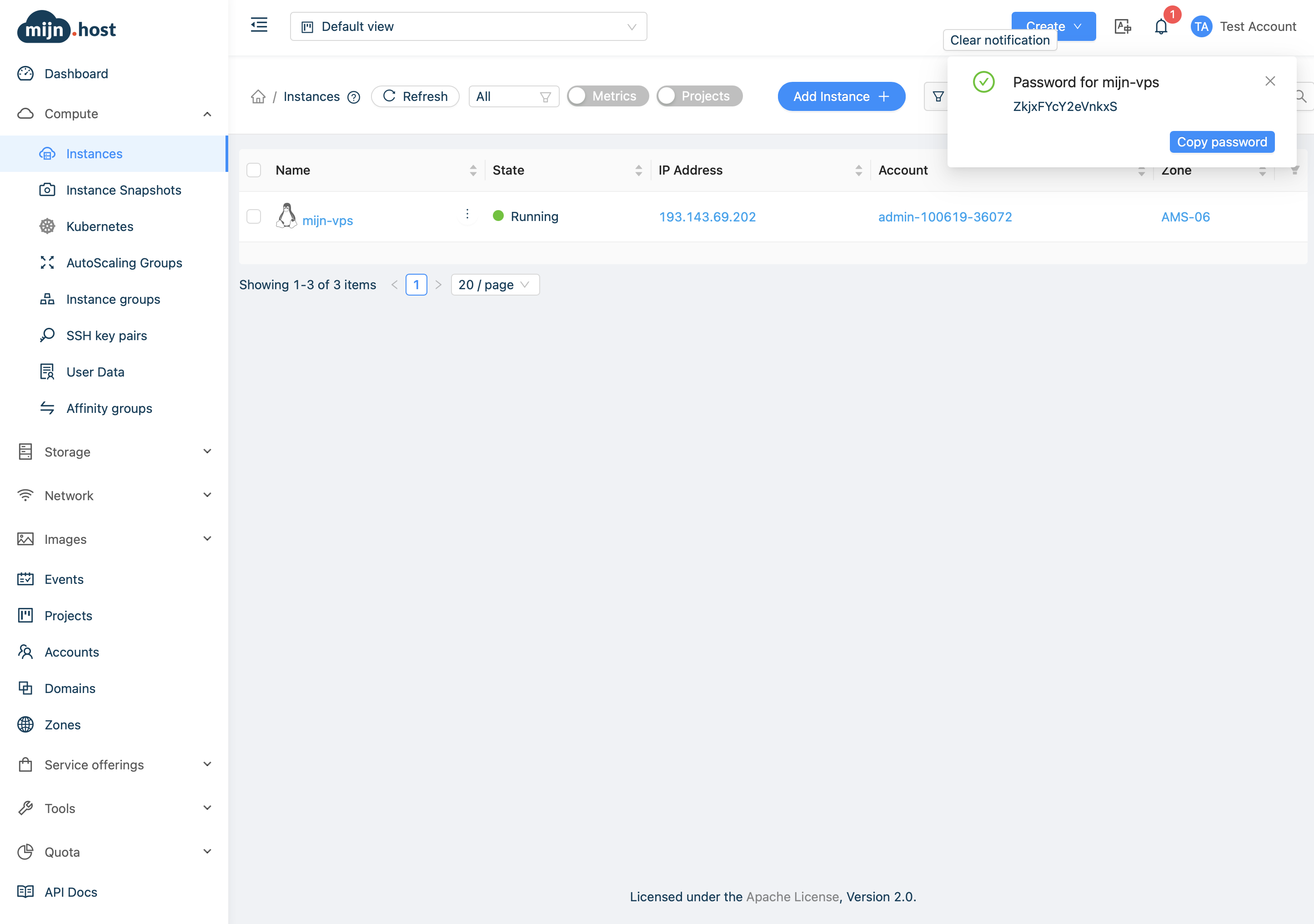 Root wachtwoord in CloudStack