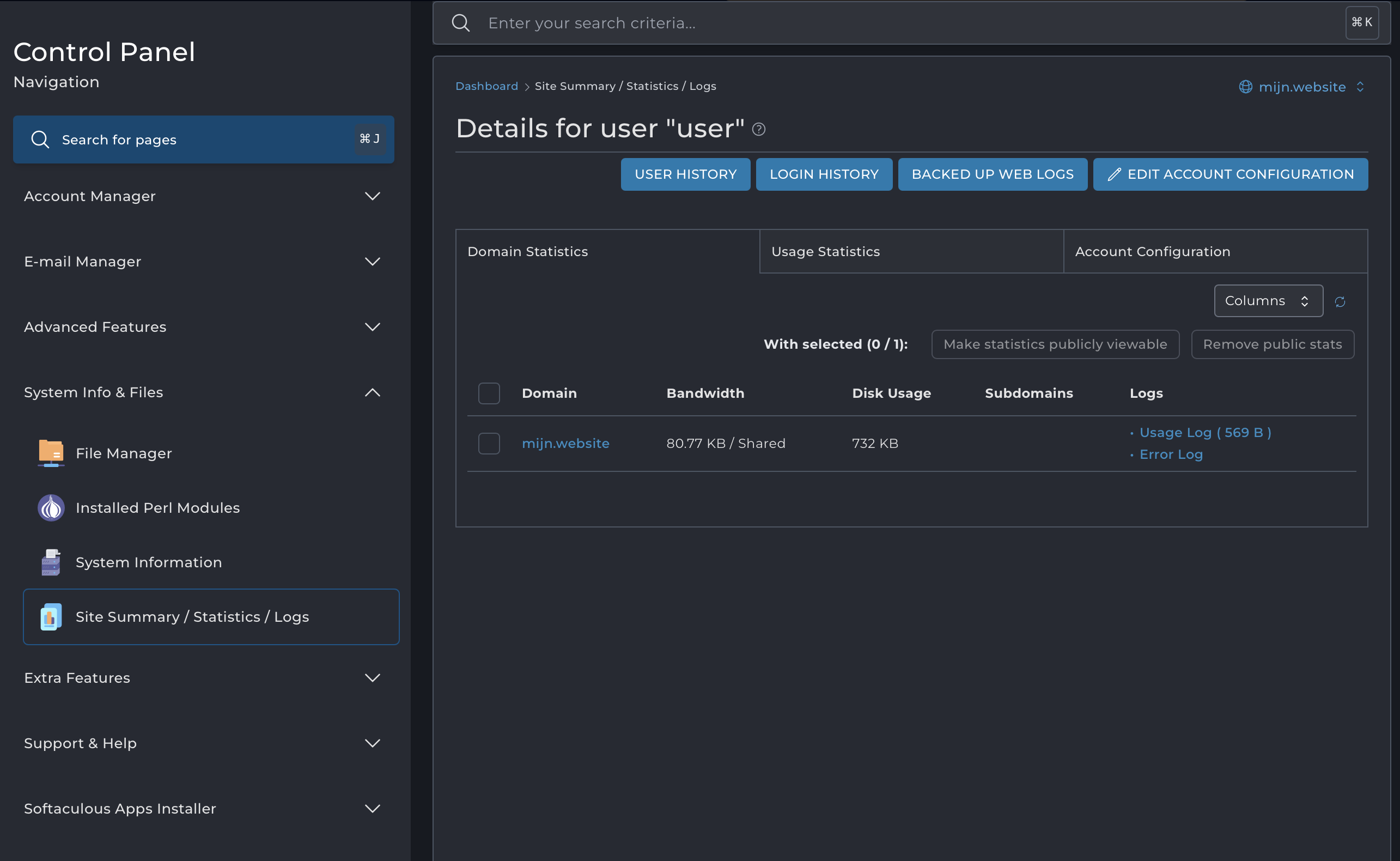 Apache logs in DirectAdmin