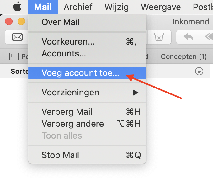 Voeg een account toe in de Mail app voor Mac