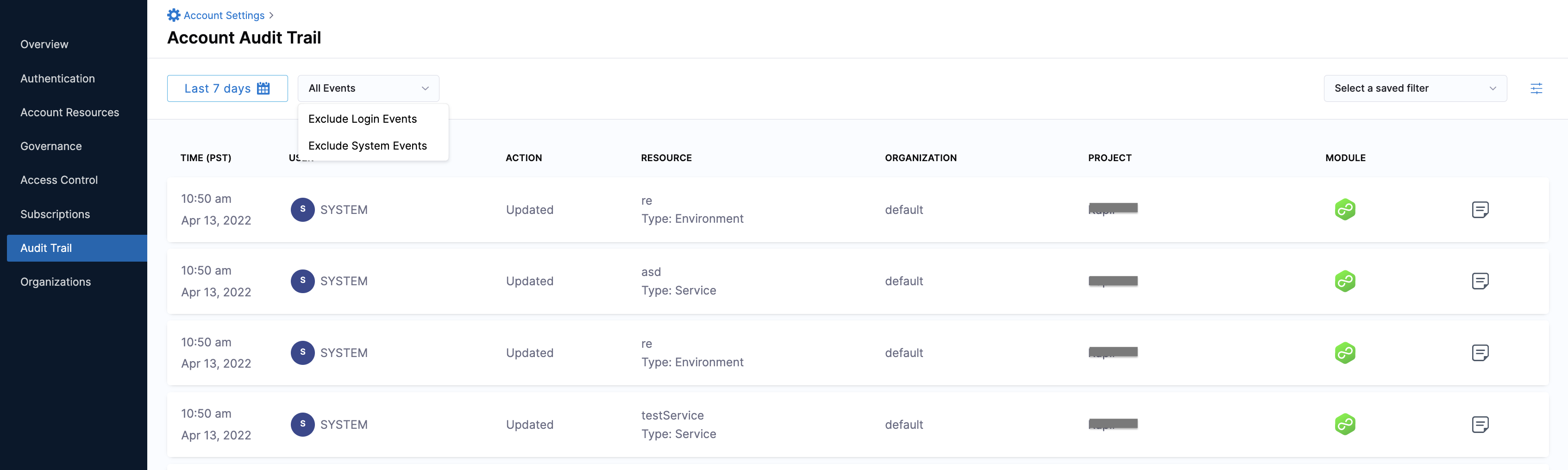 View Audit Trail Harness.io Docs