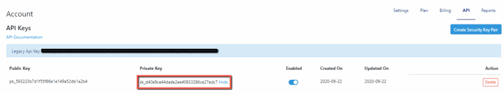 Private API key