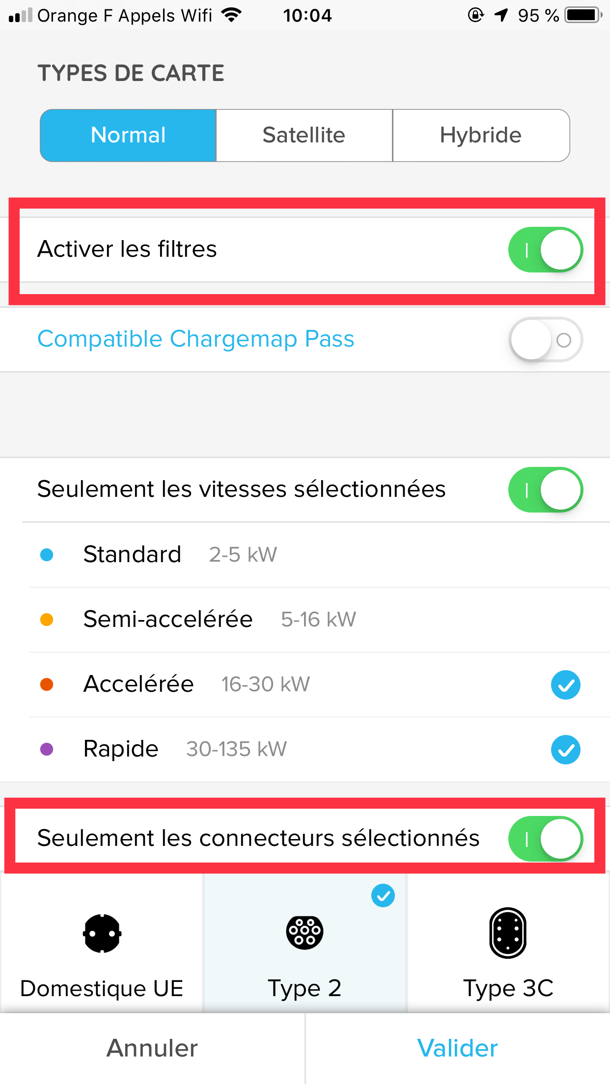 Activer les filtres et "selon les connecteurs".