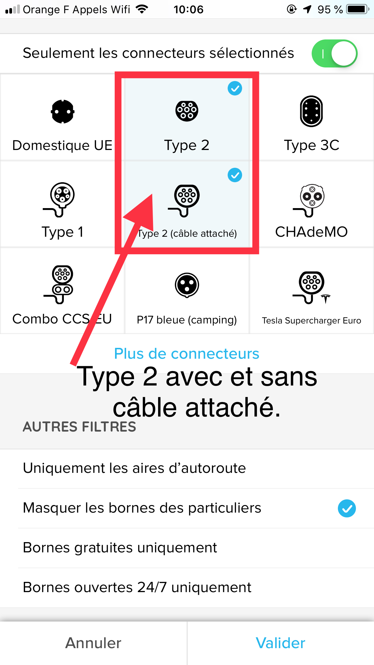 Choisir le ou les connecteurs désirés.