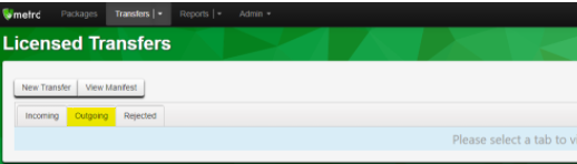 metrc licensed transfers tabs