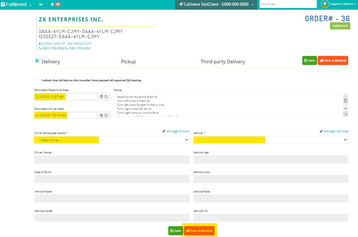 cultivera pro fulfillment manifest