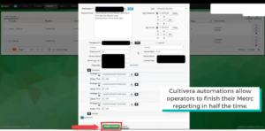 screenshot of Metrc's online reporting system that highlights how Cultivera's automation saves time