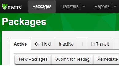 active packages tab screenshot in metrc platform